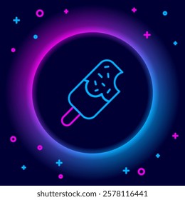 Glowing neon line Ice cream icon isolated on black background. Sweet symbol. Colorful outline concept. Vector