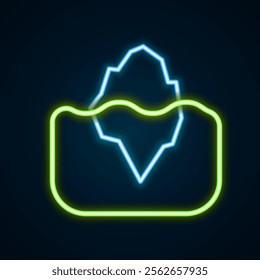 Glowing neon line Iceberg icon isolated on black background. Colorful outline concept. Vector