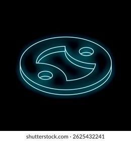Glowing neon line icon representing a cryptocurrency is showing its value on the market