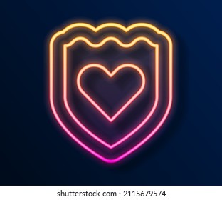 Línea de neón brillante Icono del sistema inmune aislado en el fondo negro. Protector médico.  Vector