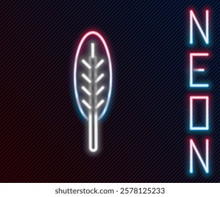 Glowing neon line Indian feather icon isolated on black background. Native american ethnic symbol feather. Colorful outline concept. Vector