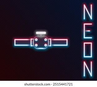 Glowing neon line Industry metallic pipes and valve icon isolated on black background. Colorful outline concept. Vector Illustration