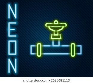 Glowing neon line Industry metallic pipe and valve icon isolated on black background. Colorful outline concept. Vector Illustration