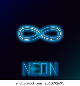 Glowing neon line Infinity icon isolated on black background. Colorful outline concept. Vector