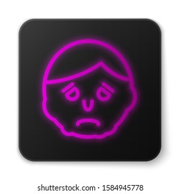 Glowing neon line Inflammation on face icon isolated on white background. Black square button. Vector Illustration