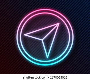 Glowing neon line Infographic of city map navigation icon isolated on black background. Interface concept design. Geolocation concept.  Vector Illustration