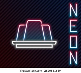 Linha de neon brilhante ícone do bolo gelatinoso isolado no fundo preto. Pudim de geleia. Conceito de contorno colorido. Vetor