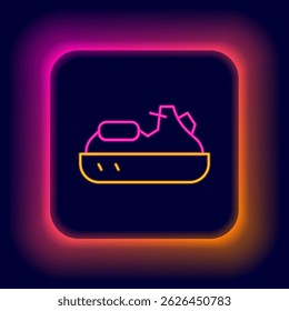 Glowing neon line Jet ski icon isolated on black background. Water scooter. Extreme sport. Colorful outline concept. Vector