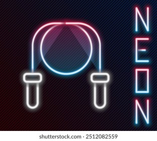 Glowing neon line Jump rope icon isolated on black background. Skipping rope. Sport equipment. Colorful outline concept. Vector