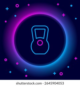 Glowing neon line Kettlebell icon isolated on black background. Sport equipment. Colorful outline concept. Vector