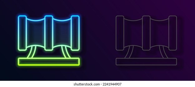 Glowing neon line Kid playground slide pipe icon isolated on black background.  Vector