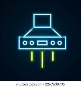 Glowing neon line Kitchen extractor fan icon isolated on black background. Cooker hood. Kitchen exhaust. Household appliance. Colorful outline concept. Vector