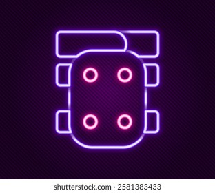 Glowing neon line Knee pads icon isolated on black background. Extreme sport. Skateboarding, bicycle, roller skating protective gear. Colorful outline concept. Vector