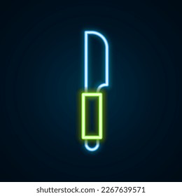Glowing neon line Knife icon isolated on black background. Cutlery symbol. Colorful outline concept. Vector