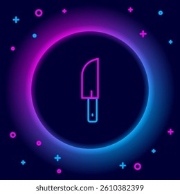 Glowing neon line Knife icon isolated on black background. Cutlery symbol. Colorful outline concept. Vector