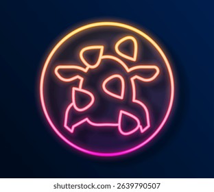Glowing neon line Kung Pao chicken icon isolated on black background. Chinese cuisine icon. Asian food.  Vector