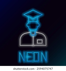 Glowing neon line Laboratory assistant icon isolated on black background. Colorful outline concept. Vector