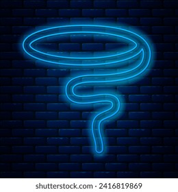 Glowing neon line Lasso icon isolated on brick wall background.  Vector