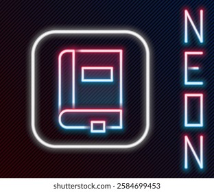 Glowing neon line Law book icon isolated on black background. Legal judge book. Judgment concept. Colorful outline concept. Vector