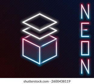 Glowing neon line Layers icon isolated on black background. Colorful outline concept. Vector