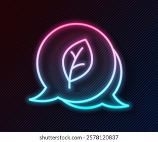 Glowing neon line Leaf Eco symbol icon isolated on black background. Banner, label, tag, logo, sticker for eco green.  Vector