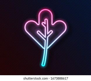 Glowing neon line Leaf icon isolated on black background. Leaves sign. Fresh natural product symbol.  Vector Illustration