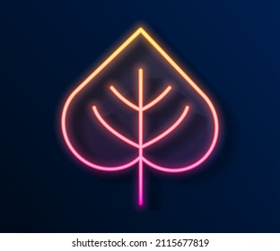Glowing neon line Leaf icon isolated on black background. Leaves sign. Fresh natural product symbol.  Vector