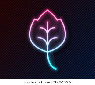 Glowing neon line Leaf icon isolated Glowing neon line background. Leaves sign. Fresh natural product symbol.  Vector