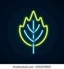Glowing neon line Leaf icon isolated on black background. Leaves sign. Fresh natural product symbol. Colorful outline concept. Vector