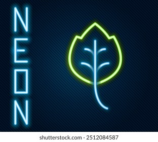 Glowing neon line Leaf icon isolated on black background. Leaves sign. Fresh natural product symbol. Colorful outline concept. Vector