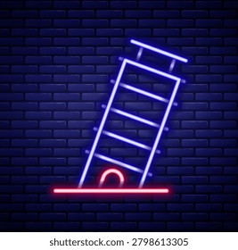 Glowing neon line Leaning tower in Pisa icon isolated on brick wall background. Italy symbol. Colorful outline concept. Vector