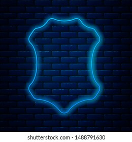 Glowing neon line Leather icon isolated on brick wall background.  Vector Illustration