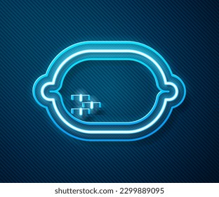 Glowing neon line Lemon icon isolated on blue background.  Vector Illustration