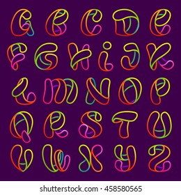 Glowing neon line letters set. Font style, vector design template elements for your application or corporate identity.