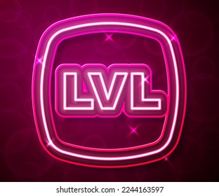 Glowing neon line Level game icon isolated on red background.  Vector