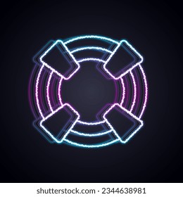 Glowing neon line Lifebuoy icon isolated on black background. Lifebelt symbol.  Vector