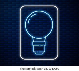 Glowing neon line Light bulb with concept of idea icon isolated on brick wall background. Energy and idea symbol. Inspiration concept.  Vector Illustration