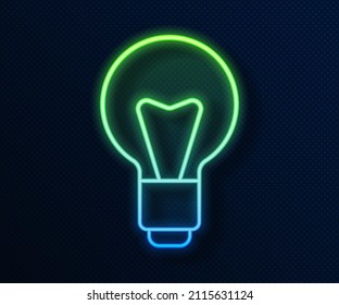 Glowing neon line Light bulb with concept of idea icon isolated on blue background. Energy and idea symbol. Inspiration concept.  Vector