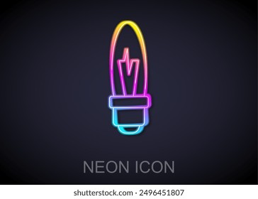 Glowing neon line Light bulb with concept of idea icon isolated on black background. Energy and idea symbol. Inspiration concept.  Vector