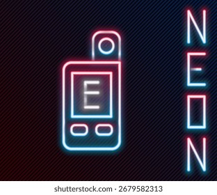 Linha de néon brilhante Ícone de medidor de luz isolado no fundo preto. Luminómetro da mão. Exposure meter (medidor de exposição) - um dispositivo para medir o brilho. Conceito de contorno colorido. Vetor