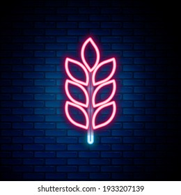 Glowing neon line Lightning bolt icon isolated on brick wall background. Flash icon. Charge flash icon. Thunder bolt. Lighting strike. Colorful outline concept. Vector