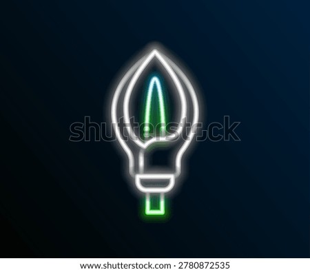 Glowing neon line Lily flower icon isolated on black background. Colorful outline concept. Vector