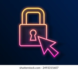 Glowing neon line Lock icon isolated on black background. Padlock sign. Security, safety, protection, privacy concept.  Vector