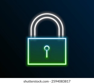 Glowing neon line Lock icon isolated on black background. Padlock sign. Security, safety, protection, privacy concept. Colorful outline concept. Vector