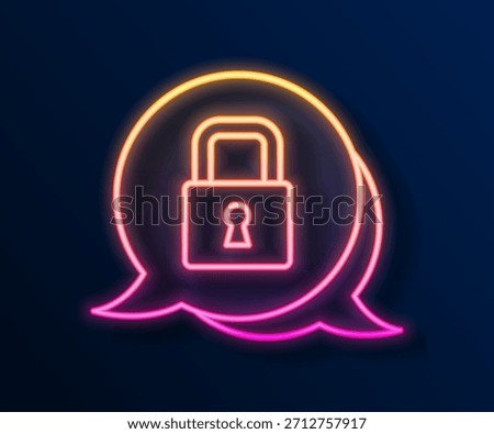 Glowing neon line Lock icon isolated on black background. Padlock sign. Security, safety, protection, privacy concept.  Vector
