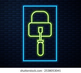 Glowing neon line Lockpicks or lock picks for lock picking icon isolated on brick wall background.  Vector Illustration