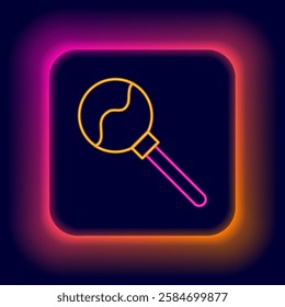 Glowing neon line Lollipop icon isolated on black background. Food, delicious symbol. Happy Halloween party. Colorful outline concept. Vector