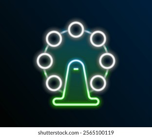 Glowing neon line London eye icon isolated on black background. Eye london england landmark culture europe icon. Colorful outline concept. Vector