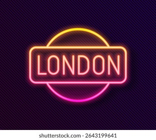 Linha de neon brilhante ícone de sinal de Londres isolado no fundo preto.  Vetor