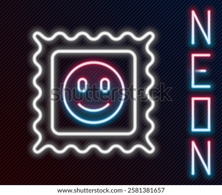Glowing neon line LSD acid mark icon isolated on black background. Acid narcotic. Postmark. Postage stamp. Health danger. Colorful outline concept. Vector